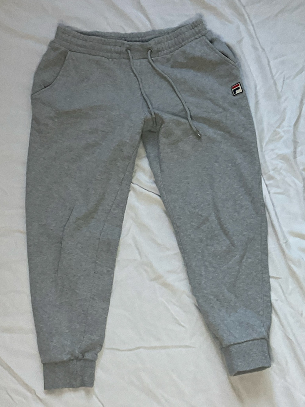 Fila Light Gray Sweatpant Joggers with Logo Patch